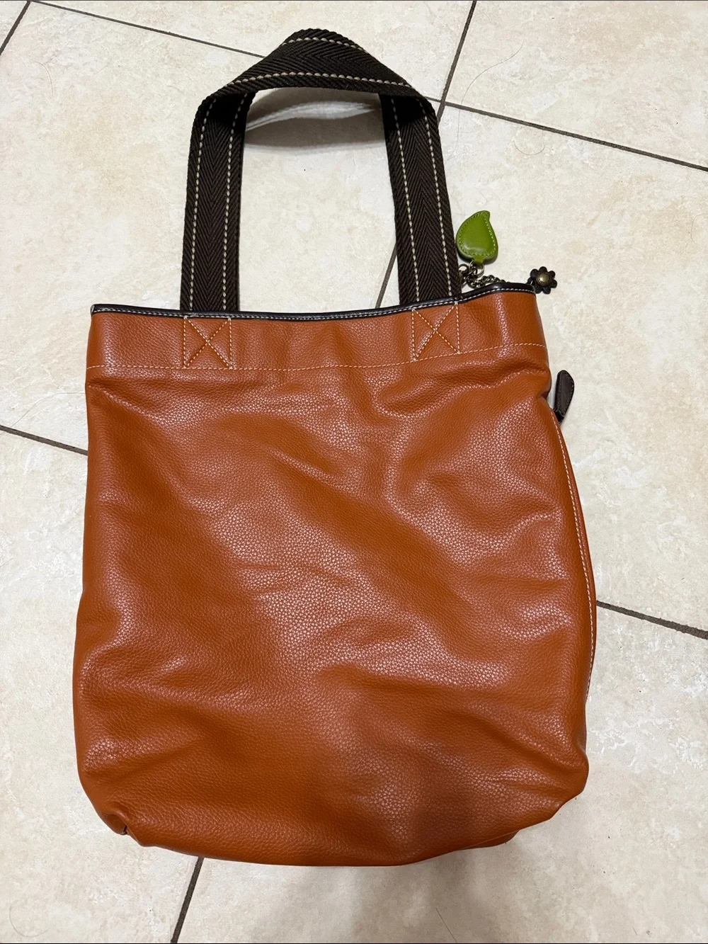 CHALA TWEET Partridge Bird Hobo Tote Shoulder Bag Vegan Leather Orange Purse